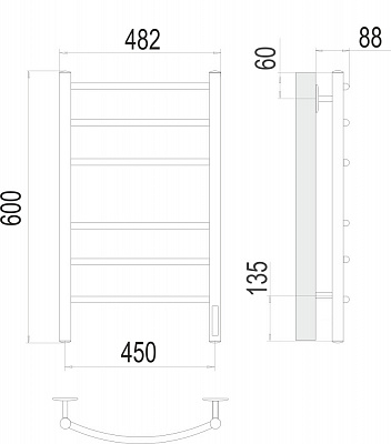 Полотенцесушитель электрический КС КЛАССИК П6 450*600 (9005) черный матовый Terminus 4670078527578