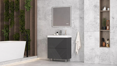 Тумба напольная Edge 700-0-2 (9696) графит Velvex tn EDG 9696 70 2Y (под раковину 217503)