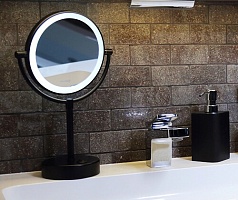 Зеркало с LED-подсветкой двухстороннее, стандартное и с 3-х кратным увеличением WasserKraft K-1005BLACK