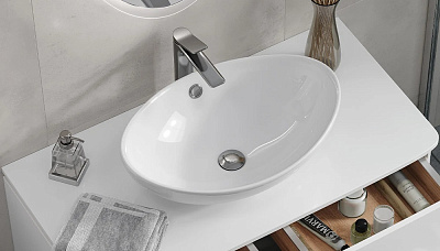 Раковина накладная на столешницу 57 см Velvex 7027A овальная