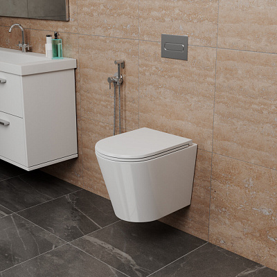 Унитаз подвесной безободковый (торнадо) D&K Venice DT1026516,сиденье микролифт, белый