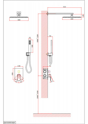 Душевая система для душа DK Bayern.Liszt DA1515708A04 встраиваемый матовый белый