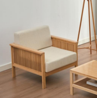 Кресло на каркасе из бамбука 830 с подушками FN-059D-2 NATURE BAMBOO+GREY FABRIK