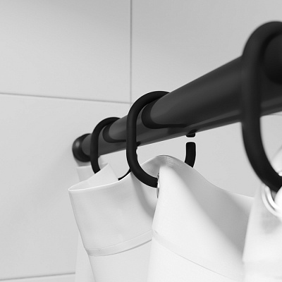 Набор колец  для шторы в ванную комнату, цвет черный, IDDIS, RID013P
