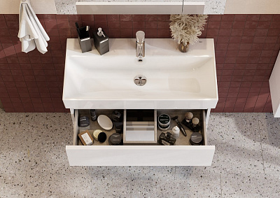 Тумба под раковину Roca Oleta 80 белый матовый, 2 ящика, A857640501