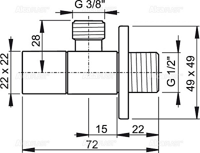 Угловой вентиль 1/2*3/8, квадратный AlcaPlast ARV002