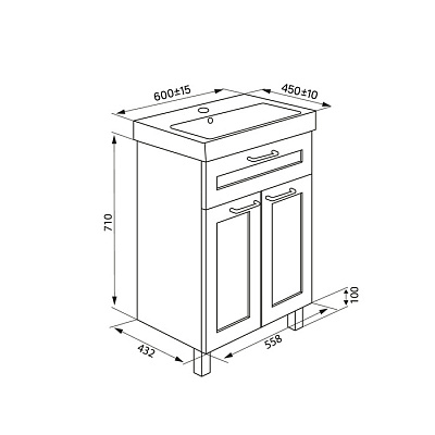 Тумба с раковиной напольная Iddis Sena NSE60W2i95K 60 см, белая/под дерево
