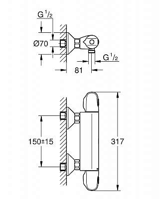 Смеситель для душа GROHE GROHTHERM-1000 NEW 34143003