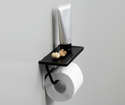 Держатель для туалетной бумаги с полочкой для телефона WasserKraft K-1525 черный