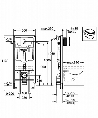 Инсталляция для унитаза Grohe Rapid SL 38721001(3в1)