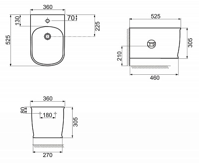 Биде подвесное Belbagno PRADO BB10150BH