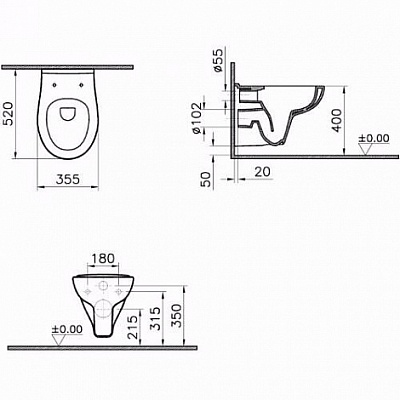 Унитаз подвесной Vitra S20 7741B003-0075 без сиденья