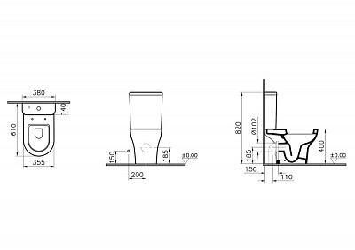 Унитаз-компакт напольный VitrA Zentrum 9012B003-7209 с сиденьем микролифт белый санитарный фарфор антибактериальное покрытие Hygiene