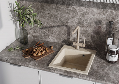 Мойка для кухни из литого мрамора Aquaton Линеа 58 шампань 1A733032LW290