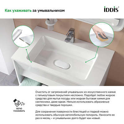 Умывальник мебельный 100 см, IDDIS Optima Home 4501000i28