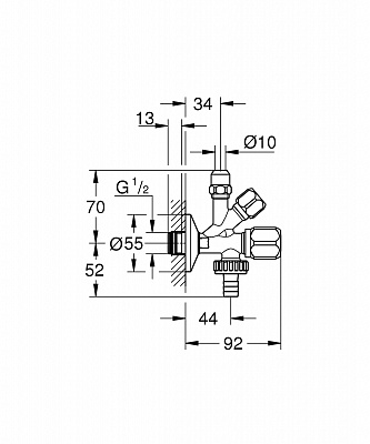 Вентиль Grohe WAS 22036000 комбинированный 1/2» с уплотнительным кольцом