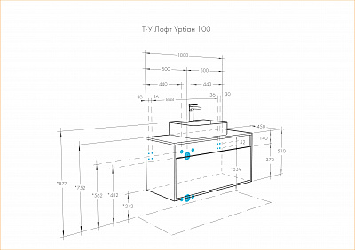 Тумба под раковину Aquaton Лофт Урбан 100 серый графит, дуб орегон 1A247701LQX60