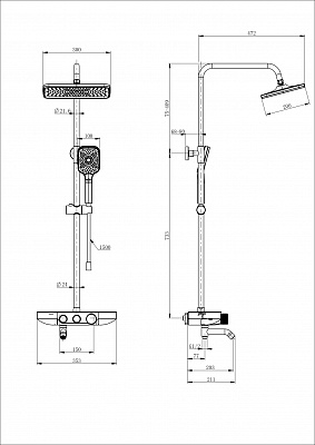 Душевая система с термостатом Wonzon & Woghand, Хром WW-B3099-A-CR