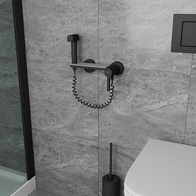 Смеситель для душа D&K DA1504545 с гигиеническим душем черный