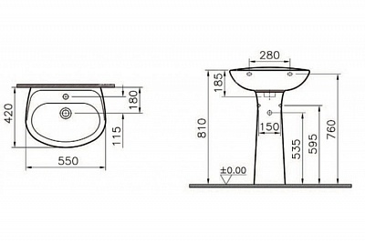 Раковина с пьедесталом Vitra Normus 9600B003-7650