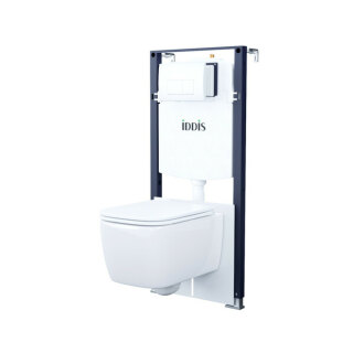 Комплект 3в1 подвесной унитаз (Bridge), инсталляция и клавиша белая мат, IDDIS BASBR03i73