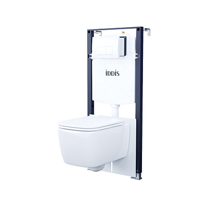 Комплект 3в1 подвесной унитаз (Bridge), инсталляция и клавиша белая мат, IDDIS BASBR03i73