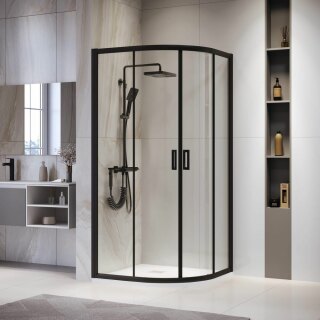 Душевой уголок 100*100*195 RGW PA-52-B Полукруг, чёрный, прозрачное, 6 мм (975-995*975-995) 03085200-14