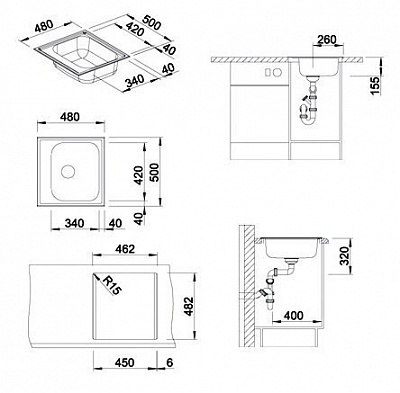 Мойка кухонная Blanco Livit 45 сталь 514785 (221479 + 214381)