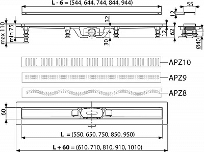 Душевой лоток AlcaPlast APZ10-950M Simple