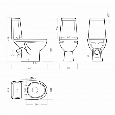 Напольный унитаз безободковый Sanita Марс WC CC Mars2-DM Rim WHTGS1