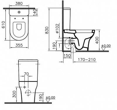 Унитаз-компакт Vitra Zentrum 9012B003-7201 (сиденье стандарт)