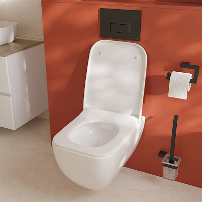 Инсталляция с унитазом VitrA Shift 9855B003-7206 комплект 4 в 1 с сиденьем микролифт безободковый Rim-ex цвет клавиши хром