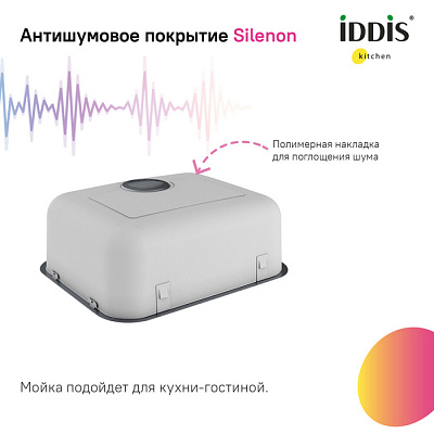 Мойка кухонная нержавеющая сталь, цвет графит, 533*433, Mate IDDIS MAT53GMi77