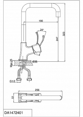 Смеситель для кухни D&K RheinBach Da1472401, хром