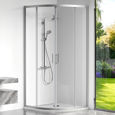 Душевой уголок GoodDoor Cube R-80-C-CH 80х80 хром, четверть круга, КУ00001