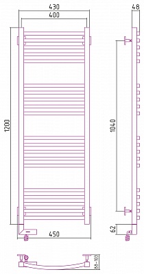 Полотенцесушитель электрический Сунержа Аркус 2.0 1200x400 МЭМ левый