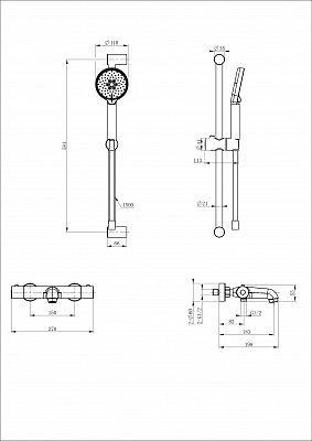 Смеситель для ванны с душевым гарнитуром и термостатом Wonzon & Woghand, Черный матовый WW-C2006-A-MB