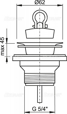 Донный клапан сифона для умывальника 5/4 с нерж решеткой AlcaPlast (A31)