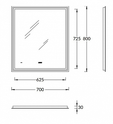 Зеркало 70х80 с LED подсветкой функцией антизапотевание Kerama Marazzi TECHNO TE.mi.70 белый глянцевый