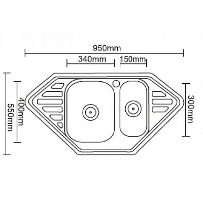 Мойка Ledeme L99550B 950*500 глянцевая двойная