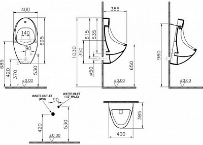 Писсуар Vitra Arkitekt (ИК-датчик, сеть) 4106B003-5291