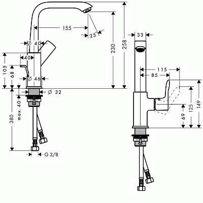 Смеситель для умывальника Hansgrohe Metris New 230 31087000