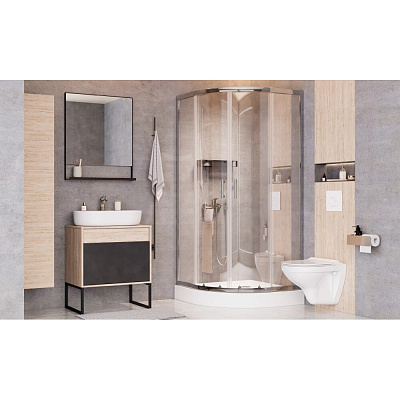 Подвесной унитаз безободковый с инсталляций Сантек Бореаль rimless (с тонким сиденьем, панель белая 1WH501832