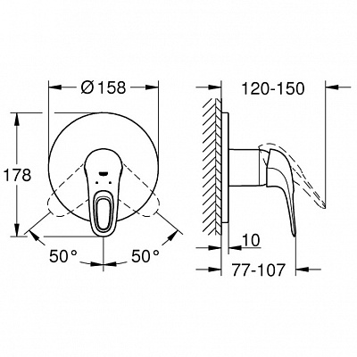 Смеситель для душа Grohe EURODISC COSMO 24048003 однорыч.