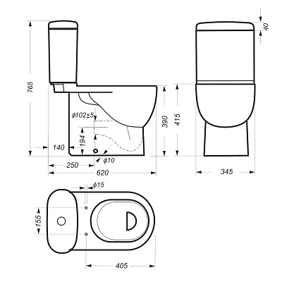 Унитаз-компакт Sanita Luxe Art дюропласт, микролифт WC.CC/Art/2-DM/WHT.G/S1