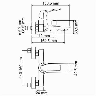 Смеситель для ванны с коротким изливом WasserKRAFT Neime 1901