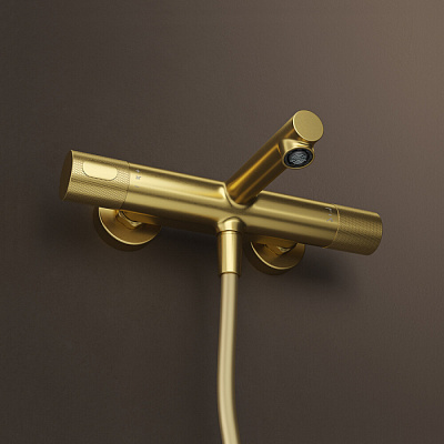 Смеситель для ванны с термостатом  матовое золото, Duna, IDDIS, DUNMG02i74WA без аксессуаров