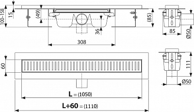 Душевой лоток AlcaPlast APZ1-1050
