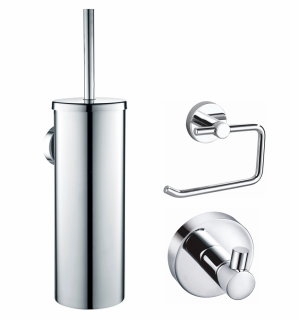 Набор аксессуаров из 3 предметов крючок, держатель для бумаги, ершик Wonzon & Woghand, хром ww-8100-cr