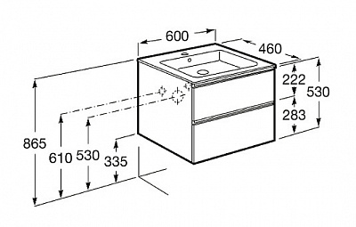 Тумба с раковиной Roca Domi 60 2 ящика A857458806, белый глянец